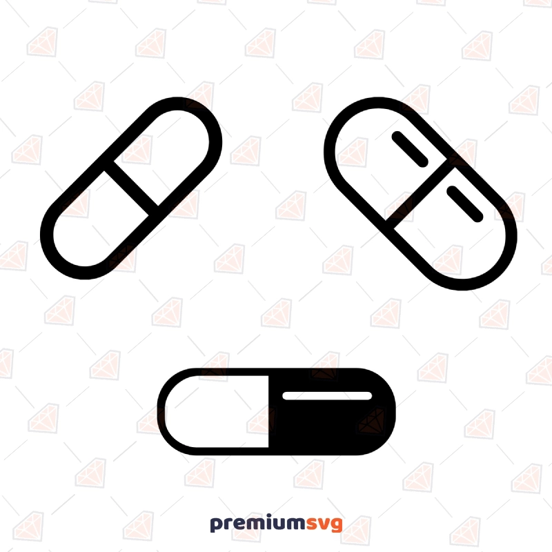 Medicine Capsule SVG, Medicines Vector Files Digital Download Medical Equipment Svg