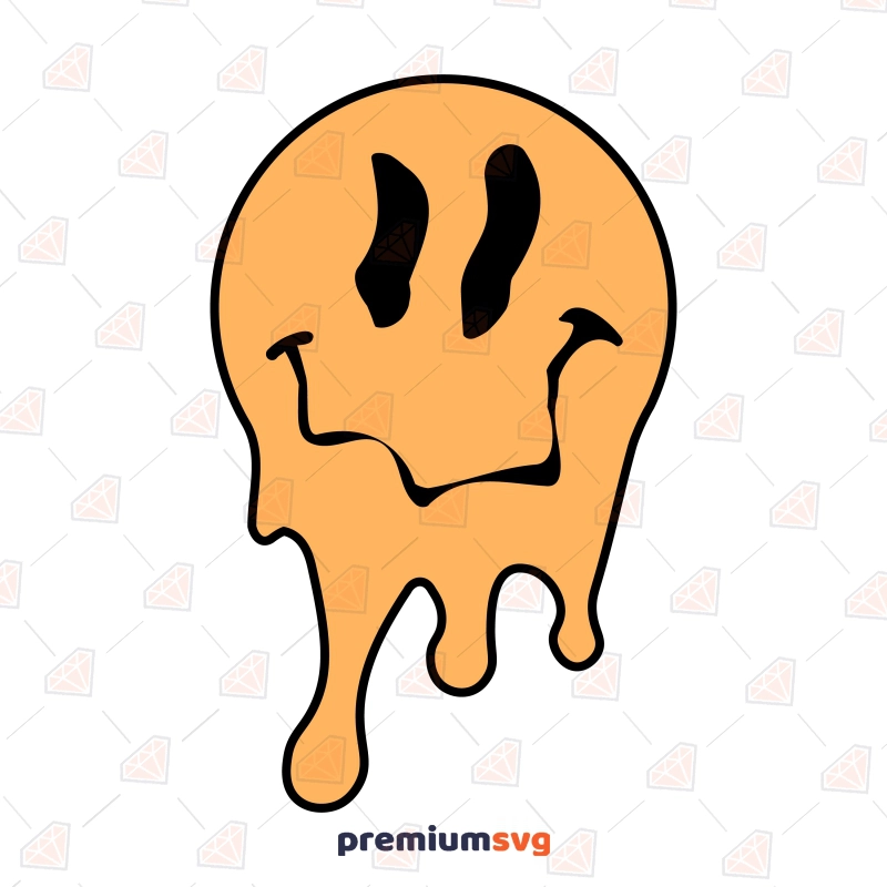 Melted Smiley Face SVG, Drippy Smiley Face SVG, PNG Vector Files Vector Illustration Svg