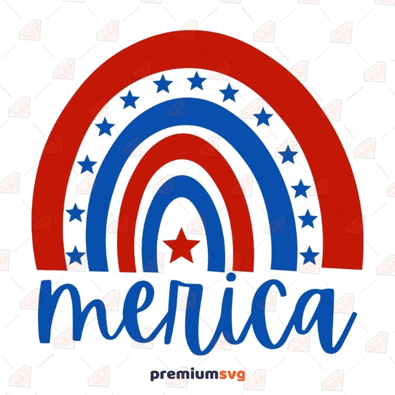 Merica Rainbow SVG Cut Files | 4th of July SVG & PNG Vector Files 4th Of July SVG Svg