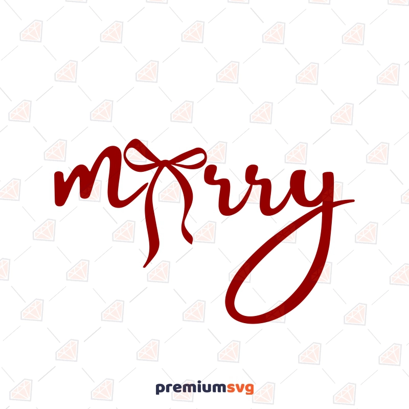 Merry Bow SVG – Christmas Bow Cut File for Shirts Christmas SVG