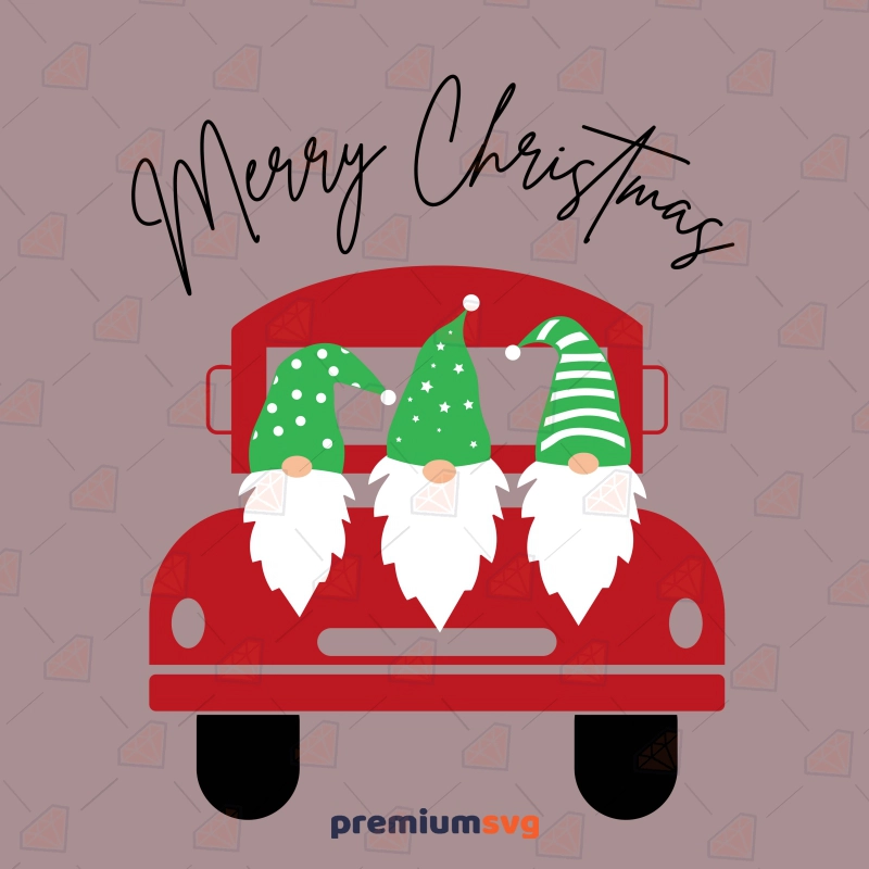 Merry Christmas Gnomes In Truck SVG, Christmas Truck Ornaments SVG Instant Download Christmas SVG Svg