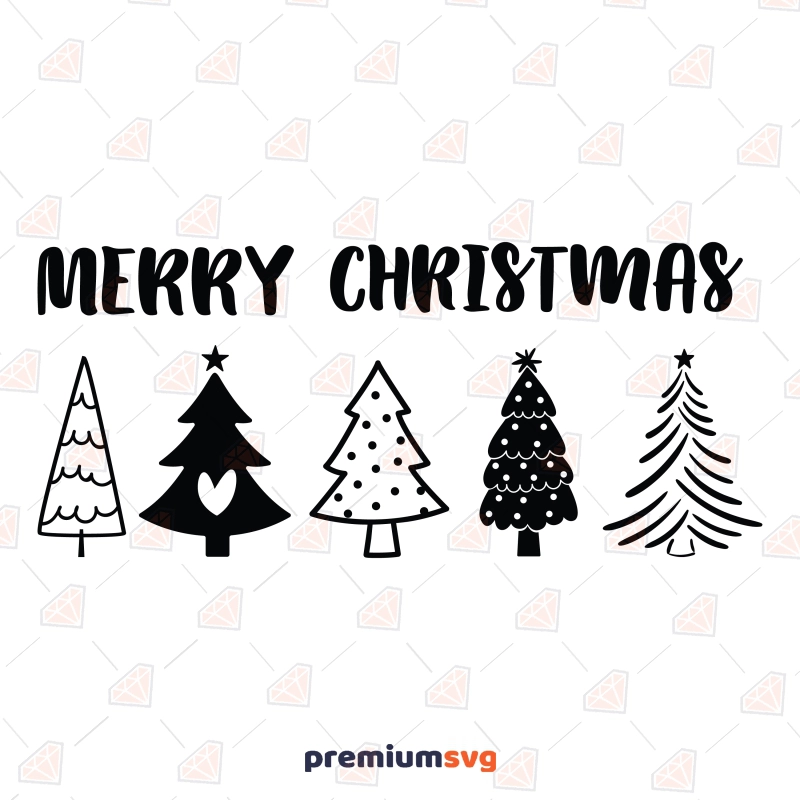 Merry Christmas SVG with Trees Christmas SVG Svg