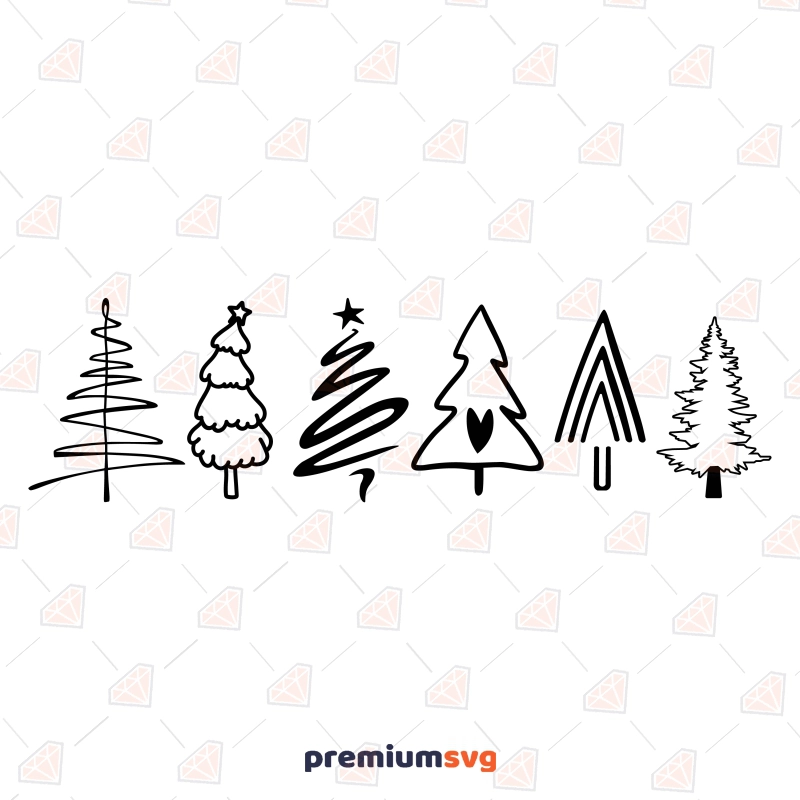 Merry Christmas Trees SVG, Christmas Tree SVG Bundle Instant Download Christmas SVG Svg