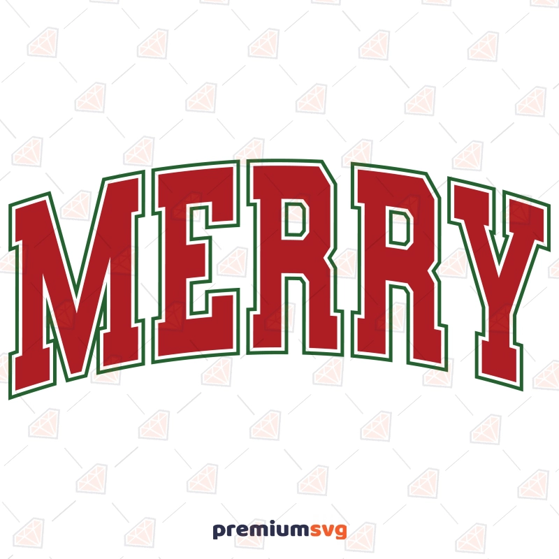 Merry SVG with Varsity Font Christmas SVG Svg