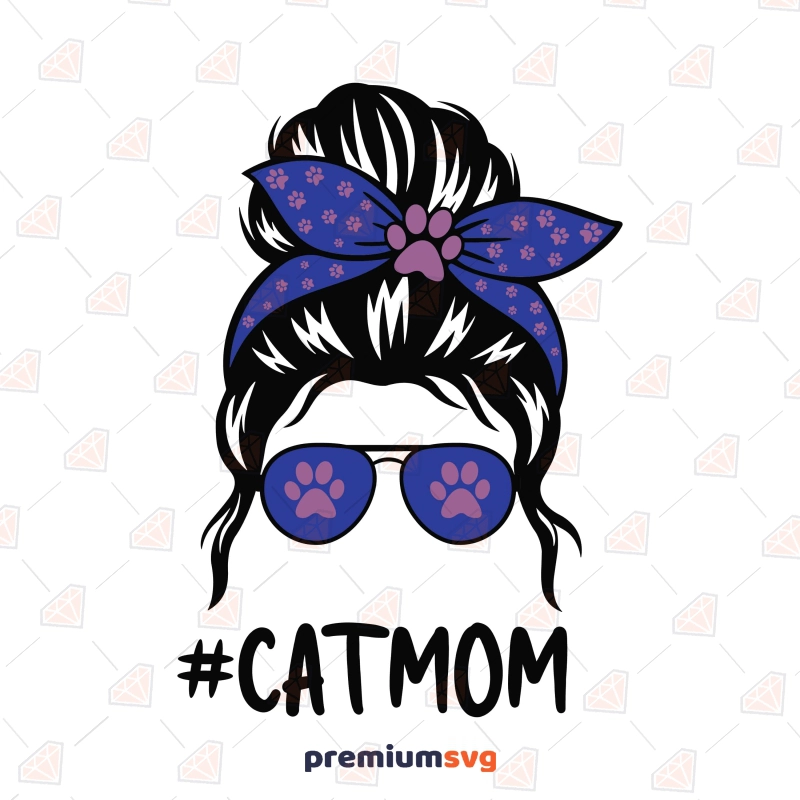 Messy Bun Cat Mom Life SVG Cat SVG Svg