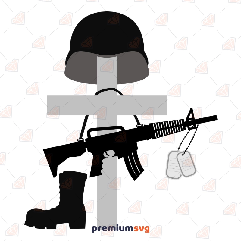 Military Battle Cross Svg, Fallen Soldier Svg Veterans Day SVG Svg