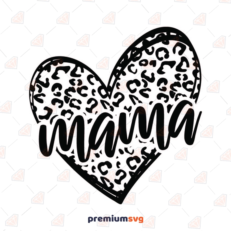 Leopard Mama SVG with Doodle Heart Mother's Day SVG Svg