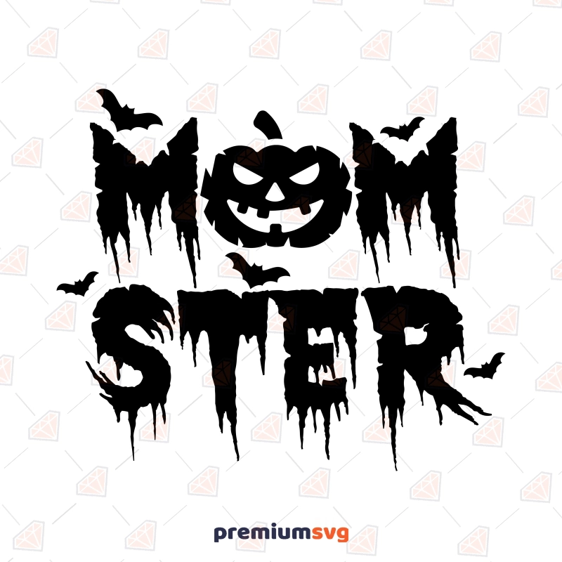 Momster with Pumpkin and Bats SVG, Instant Download Halloween SVG Svg