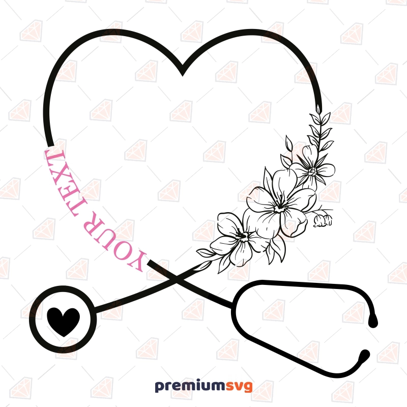 Monogram Floral Stethoscope SVG, Nurse SVG Nurse SVG Svg