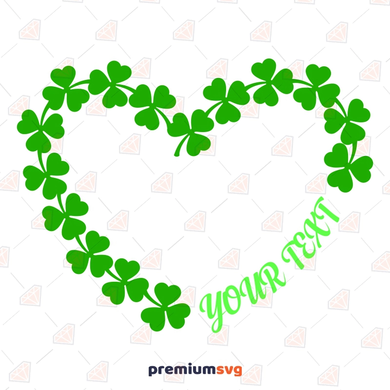 Monogram Heart with Shamrock SVG, Clover Wreath SVG St Patrick's Day SVG Svg