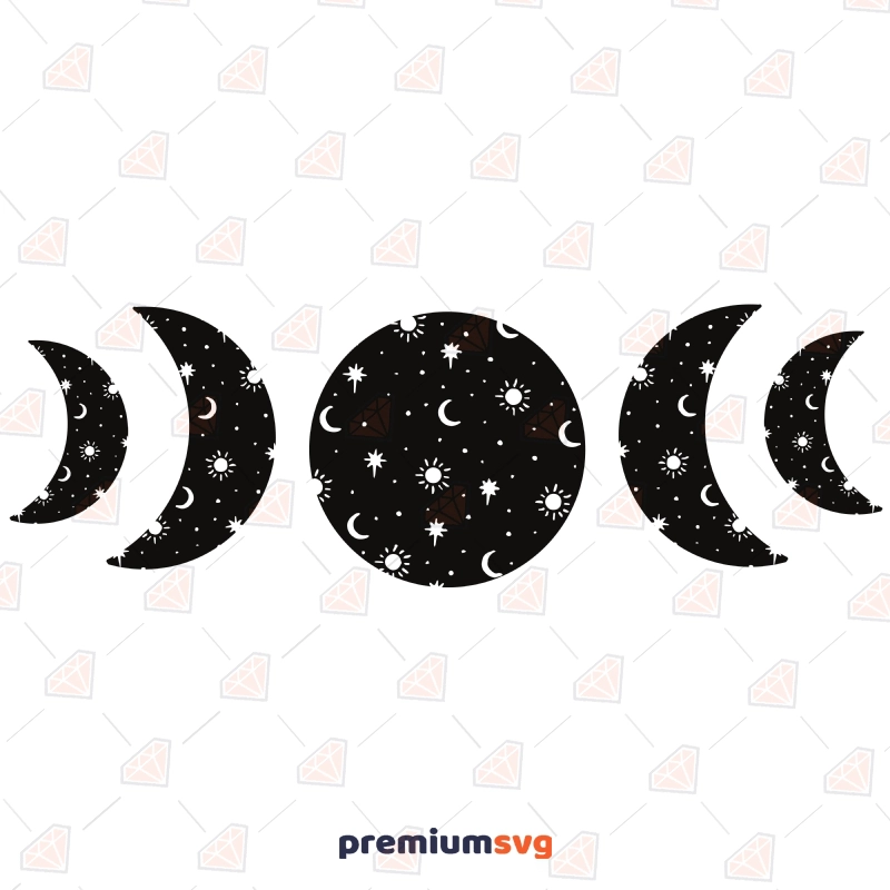 Moon Phases SVG, Moon Phases Vector Files Instant Download Drawings Svg