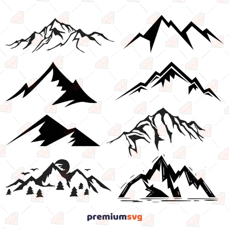 Mountains Silhouette SVG Bundle, Cut Files Landscapes Svg