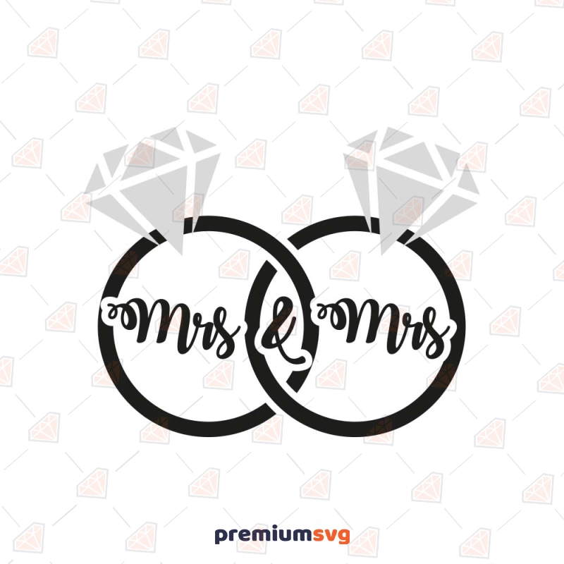 Mrs and Mrs Wedding Rings SVG, Lesbian Rings SVG Cut File Wedding SVG Svg