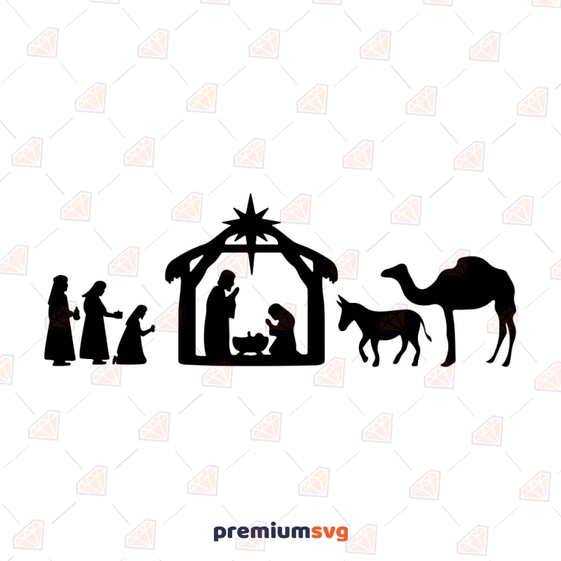 Nativity Scene Silhouette, Nativity Scene SVG Cut File Christmas SVG Svg
