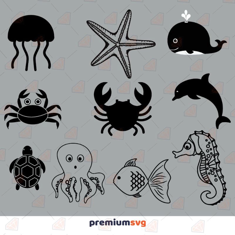 Nautical Life SVG Bundle, Sea Life Bundle Vector Instant Download Sea Life and Creatures SVG Svg