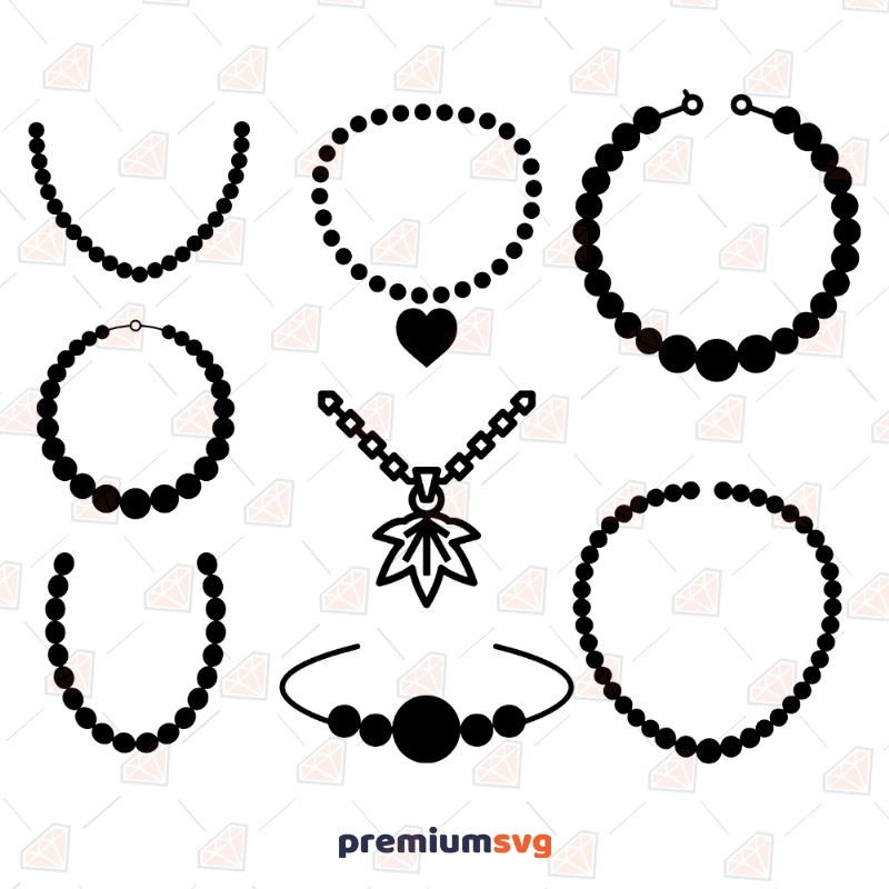 Necklace Bundle SVG Clipart Files, Necklaces Instant Download Drawings Svg