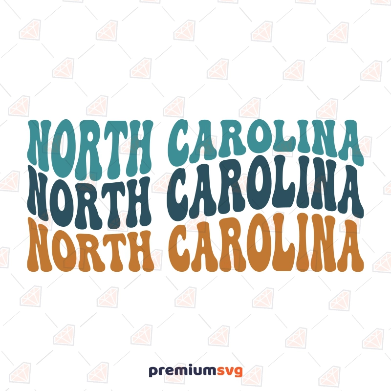 North Carolina SVG Wavy Text, Digital Design USA SVG Svg