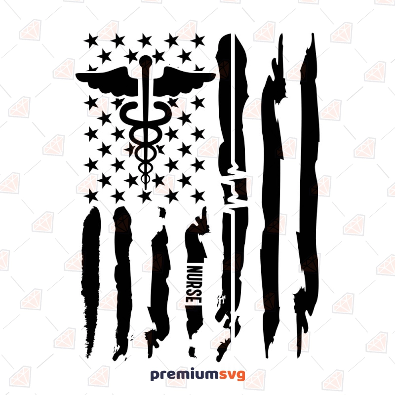 Nurse American Flag SVG, USA flag Instant Download USA SVG Svg