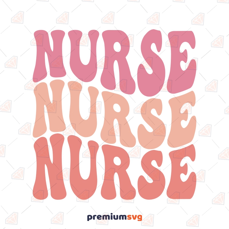 Nurse Wavy Design SVG, Retro Text Nurse SVG Svg