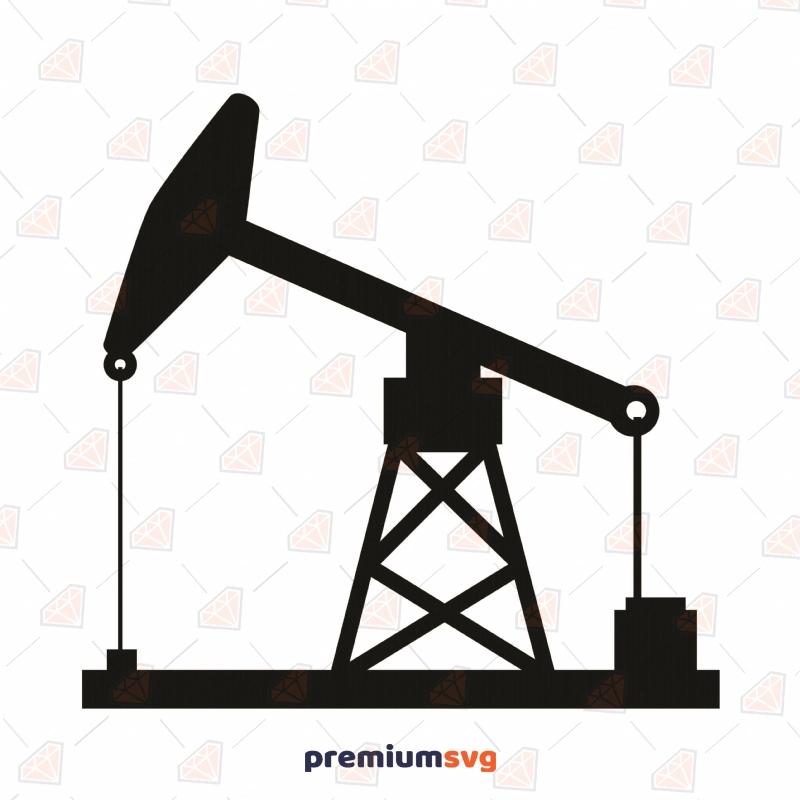 Oil Derrick Pump Silhouette SVG Cut File, Oil Pump Vector Instant Download Vector Illustration Svg