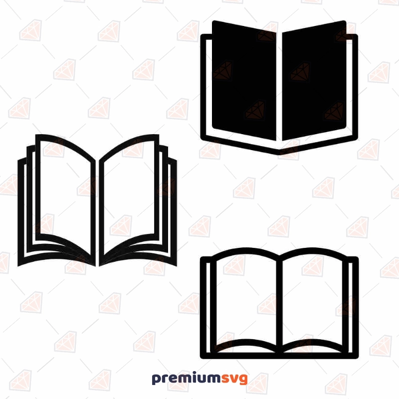 Open book svg/book clipart/book svg/open book silhouette/book cricut cut  files/book clip art/book digital download designs/svg