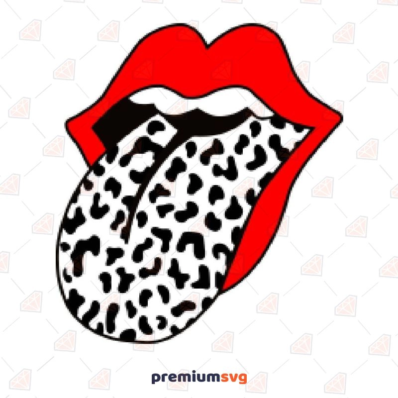 Black Rolling Stones Tongue SVG File, Leopard Tongue SVG Drawings Svg