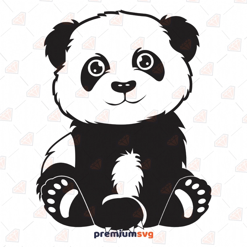 Panda SVG Cut File, Panda Vector Files Instant Download Drawings Svg