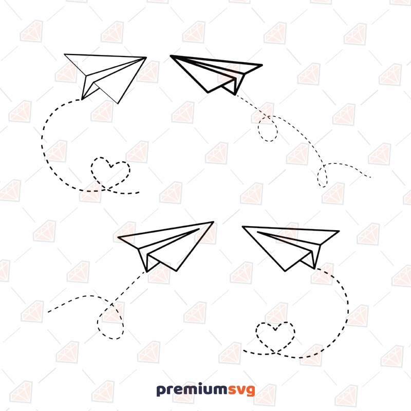 Paper Airplane Path SVG Bundle, Paper Airplane Bundle Instant Download Drawings Svg
