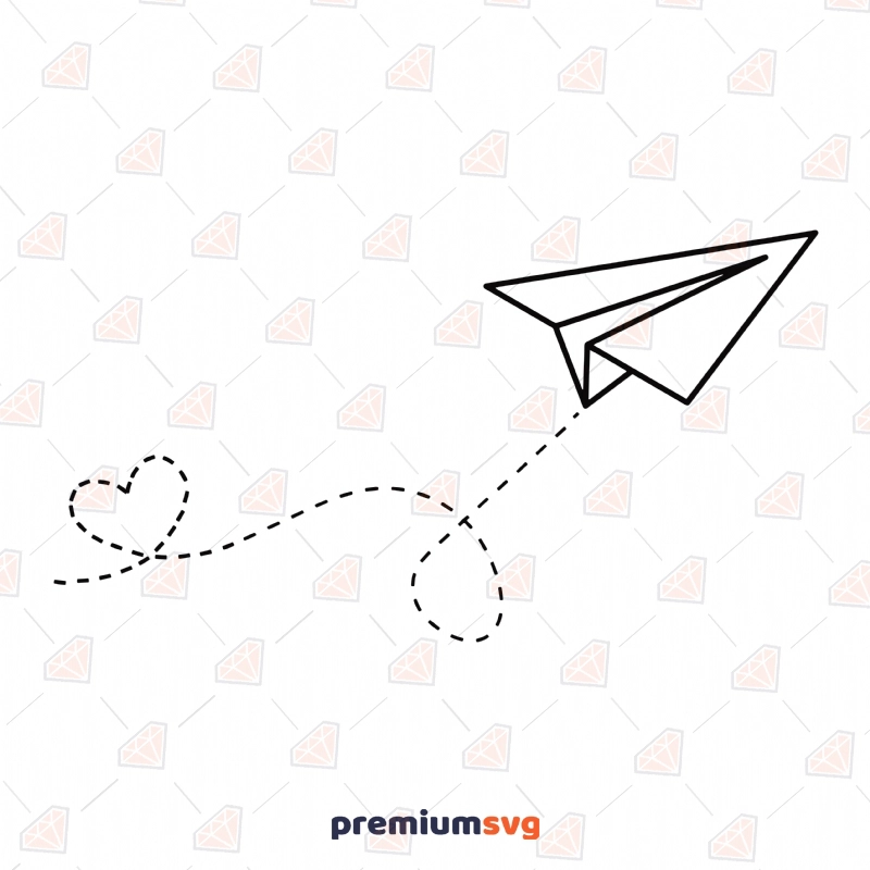Paper Airplane with Heart SVG, Airplane Path SVG Digital Download Drawings Svg