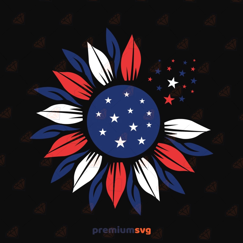 Patriotic Sunflower SVG, 4th Of July Cut File 4th Of July SVG Svg