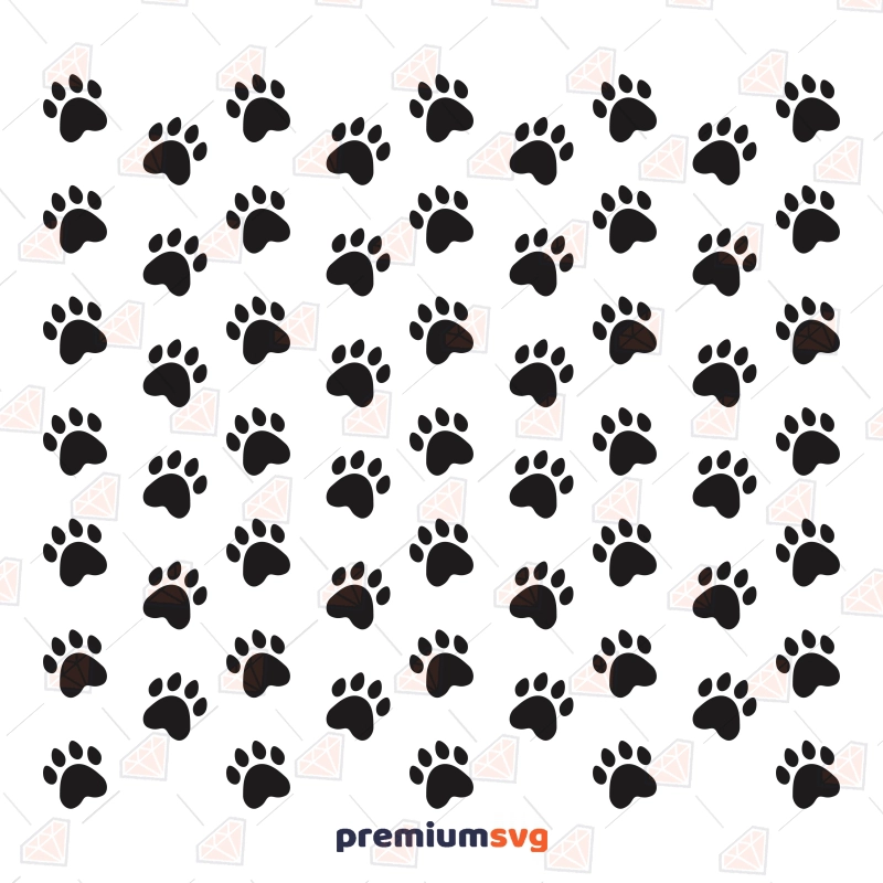 Paw Print Pattern SVG, Paw Template Vector Files Pets SVG Svg