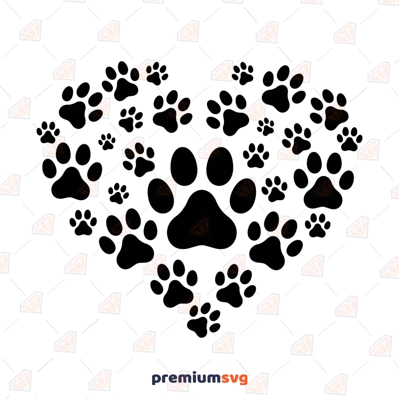 Paw Print Heart SVG design