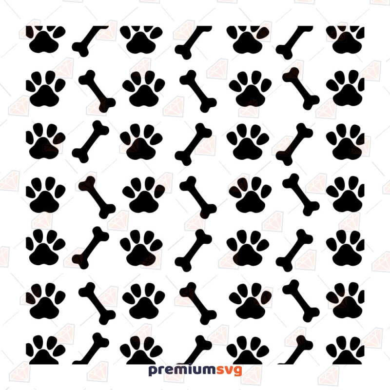 Paw Bone Pattern SVG, Paws and Bones SVG Print Background Patterns Svg