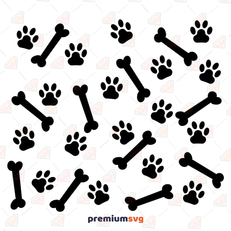 Paws Pattern SVG, Bones Pattern SVG Background Patterns Svg