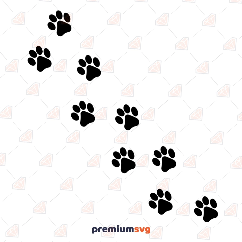 Paws Prints SVG Cut Files, Animal Tracks Clipart Dog SVG Svg