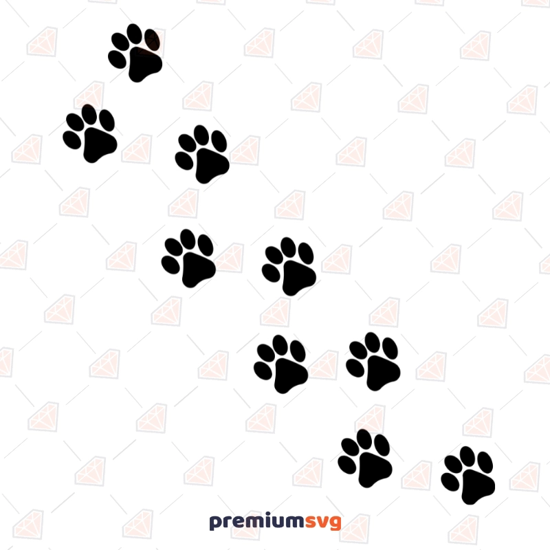 Paws Prints SVG Cut Files, Animal Tracks Clipart