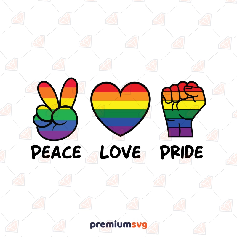 Peace Love Pride SVG with Fist, LGBTQ Lgbt Pride SVG Svg