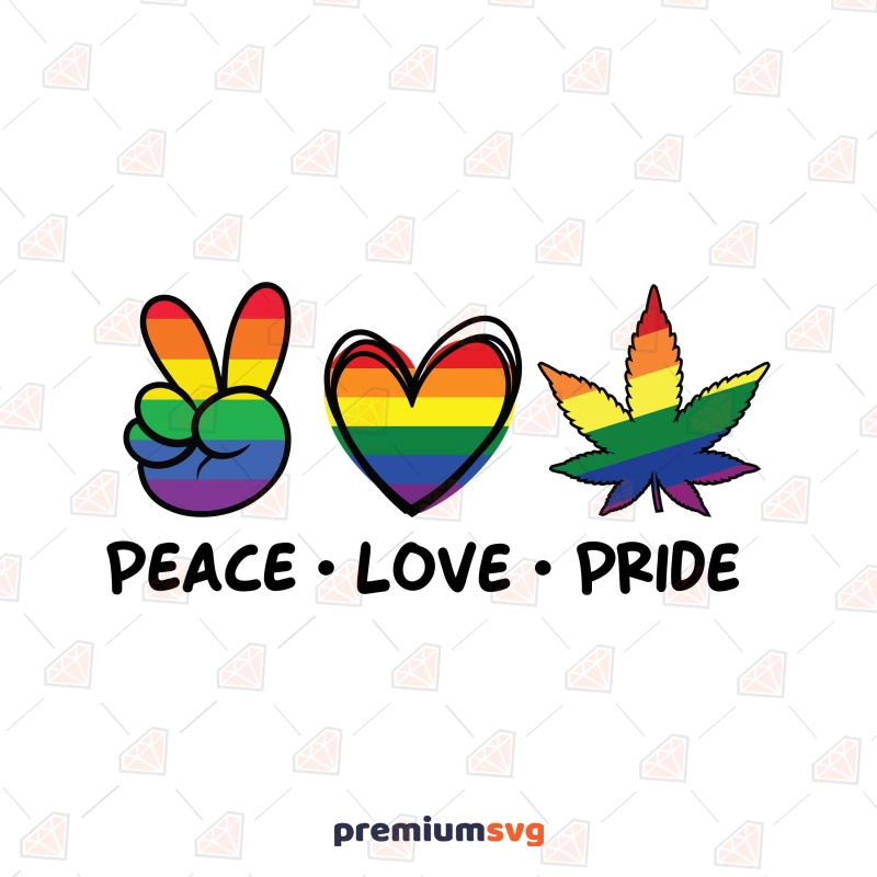 Peace Love Pride SVG File, PNG Lgbt Pride SVG Svg