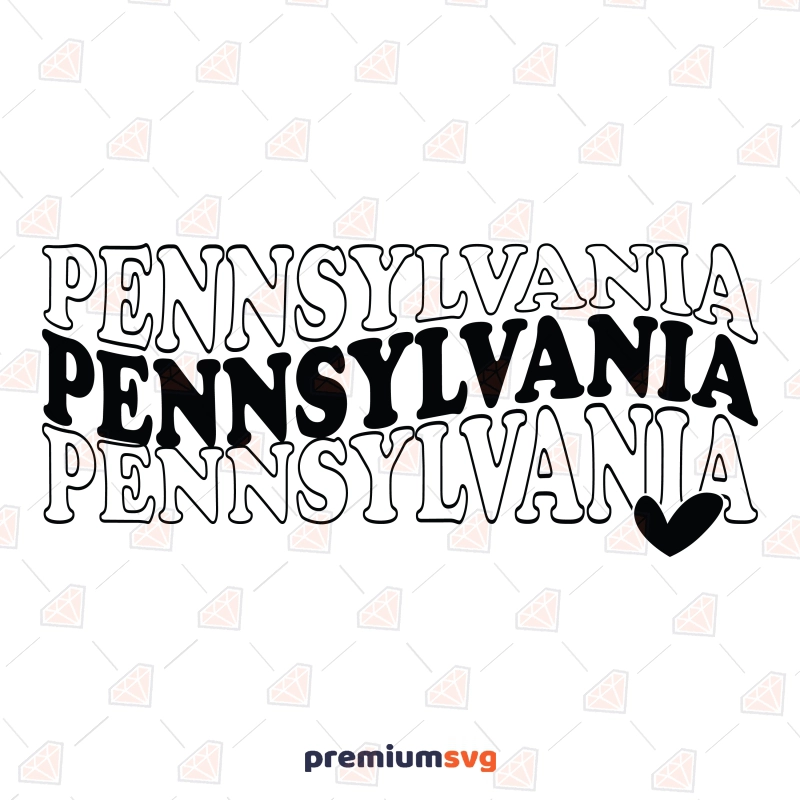 Pennsylvania SVG, Stacked Wavy Text USA SVG Svg