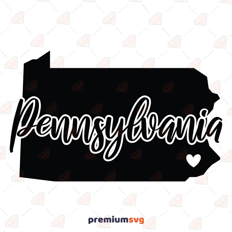 Pennsylvania Text On State Map SVG, Vector Files USA SVG Svg