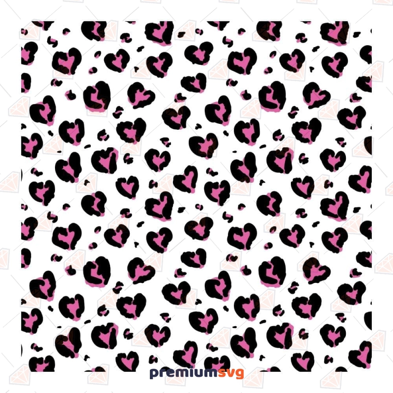 Pink Brush Heart Leopard Pattern SVG & Cricut File Leopard Print SVG Svg
