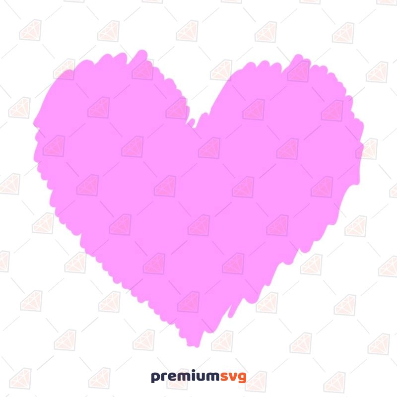 Pink Doodle Heart SVG, Pink Brush Heart SVG Instant Download Drawings Svg