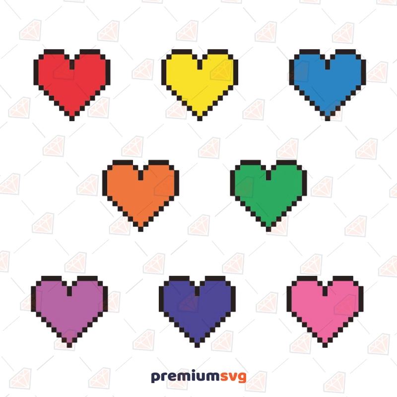 Pixel Heart Bundle SVG Cut File Geometric Patterns Svg