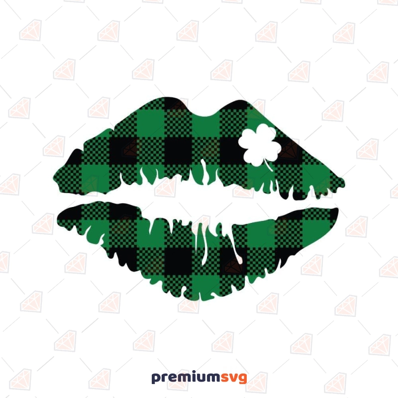 Plaid Shamrock Lips SVG, Shamrock SVG for Cricut St Patrick's Day SVG Svg