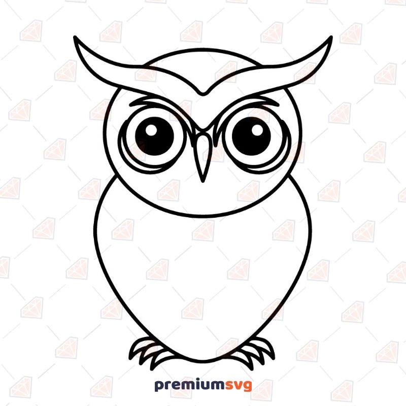 Owl Outline SVG, Owl Outline Instant Download Bird SVG Svg
