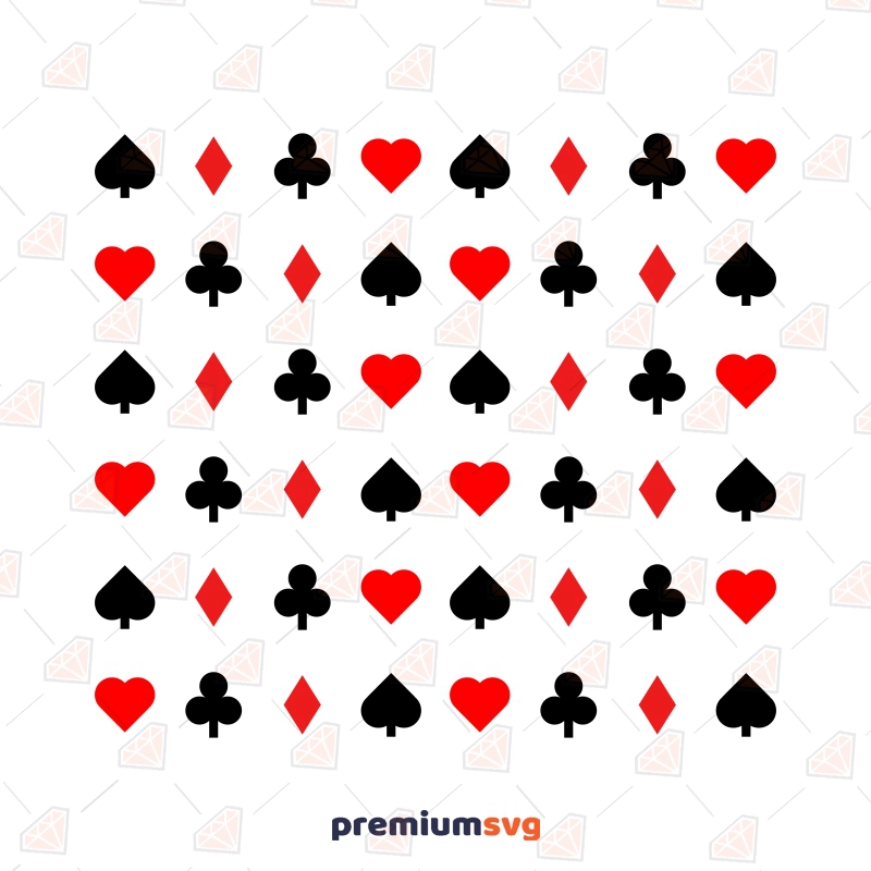 Playing Card Symbol Pattern SVG, Poker Card SVG Background Patterns Svg
