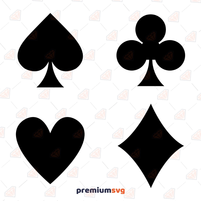 Playing Cards Symbol SVG, Ace of Spades SVG, Diomand, Hearts, Clubs Symbols Svg