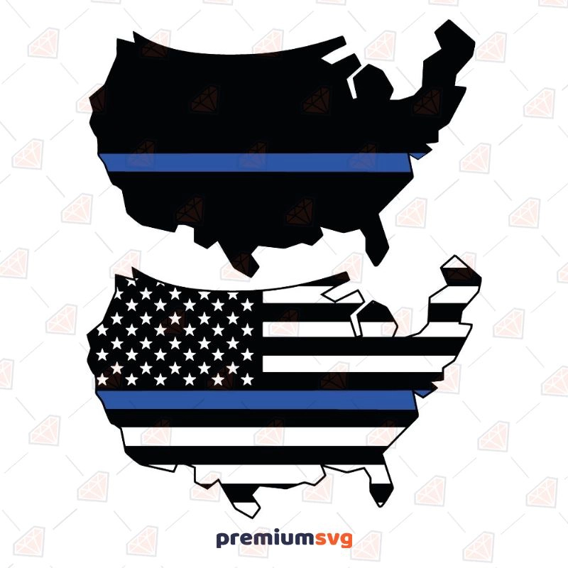 Us Map with Police Flag SVG Police SVG Svg