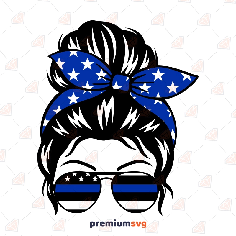 Police Mom SVG, Messy Bun SVG Messy Bun SVG Svg