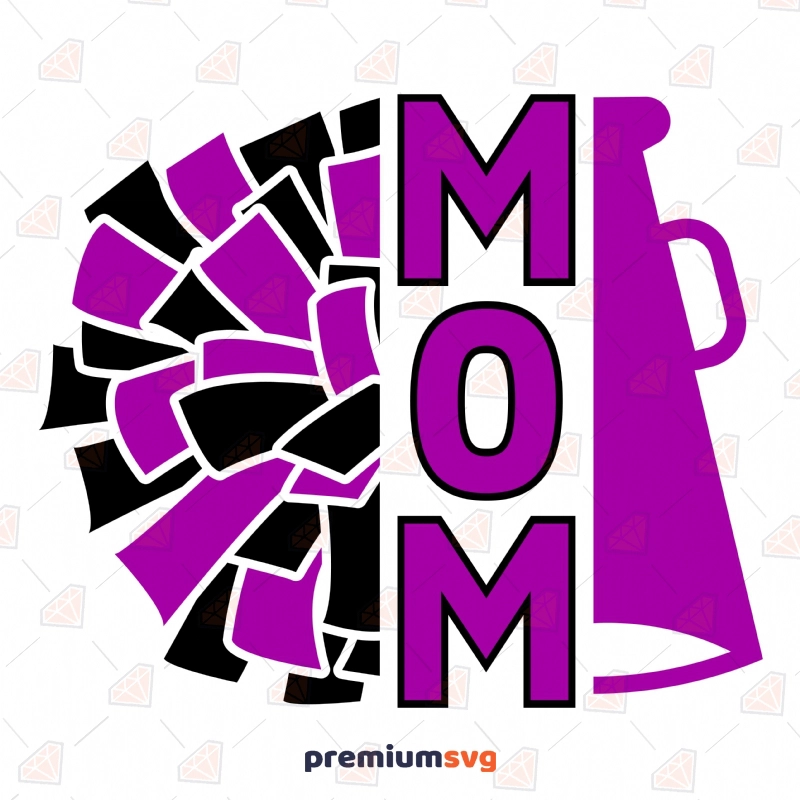 Pom Pom Cheer Mom with Megaphone SVG Cut File Football SVG Svg